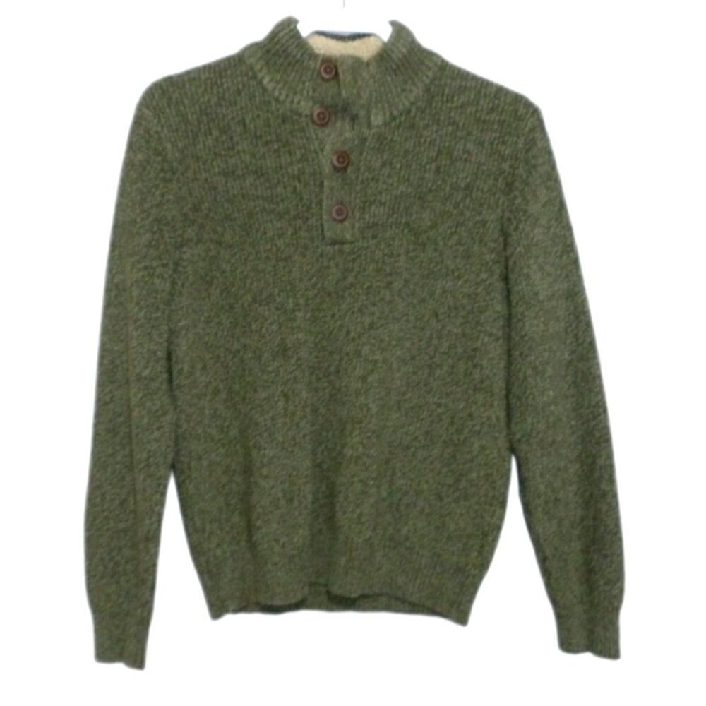 G.H. BASS & CO green heavier weight pullover sweater 100% cotton men's size L